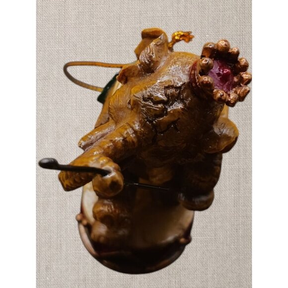 Vintage Circus Elephant Ornament Figurine Hanging Decoration With Drum & Crown - Picture 4 of 8